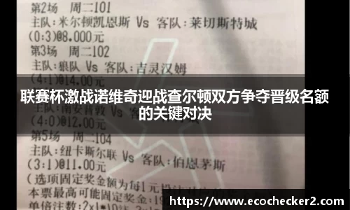 联赛杯激战诺维奇迎战查尔顿双方争夺晋级名额的关键对决