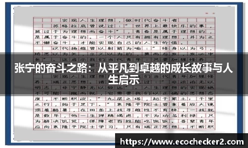 张宁的奋斗之路：从平凡到卓越的成长故事与人生启示